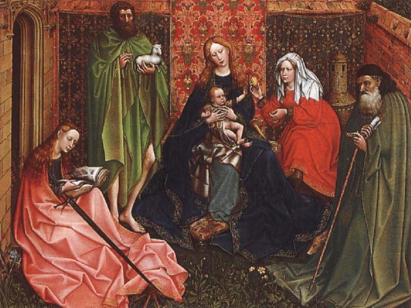 Madonna and Child with saints in a inhagnad tradgard, Robert Campin